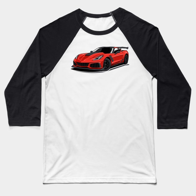 Corvette ZR1 (Red) Baseball T-Shirt by afrcreativeart